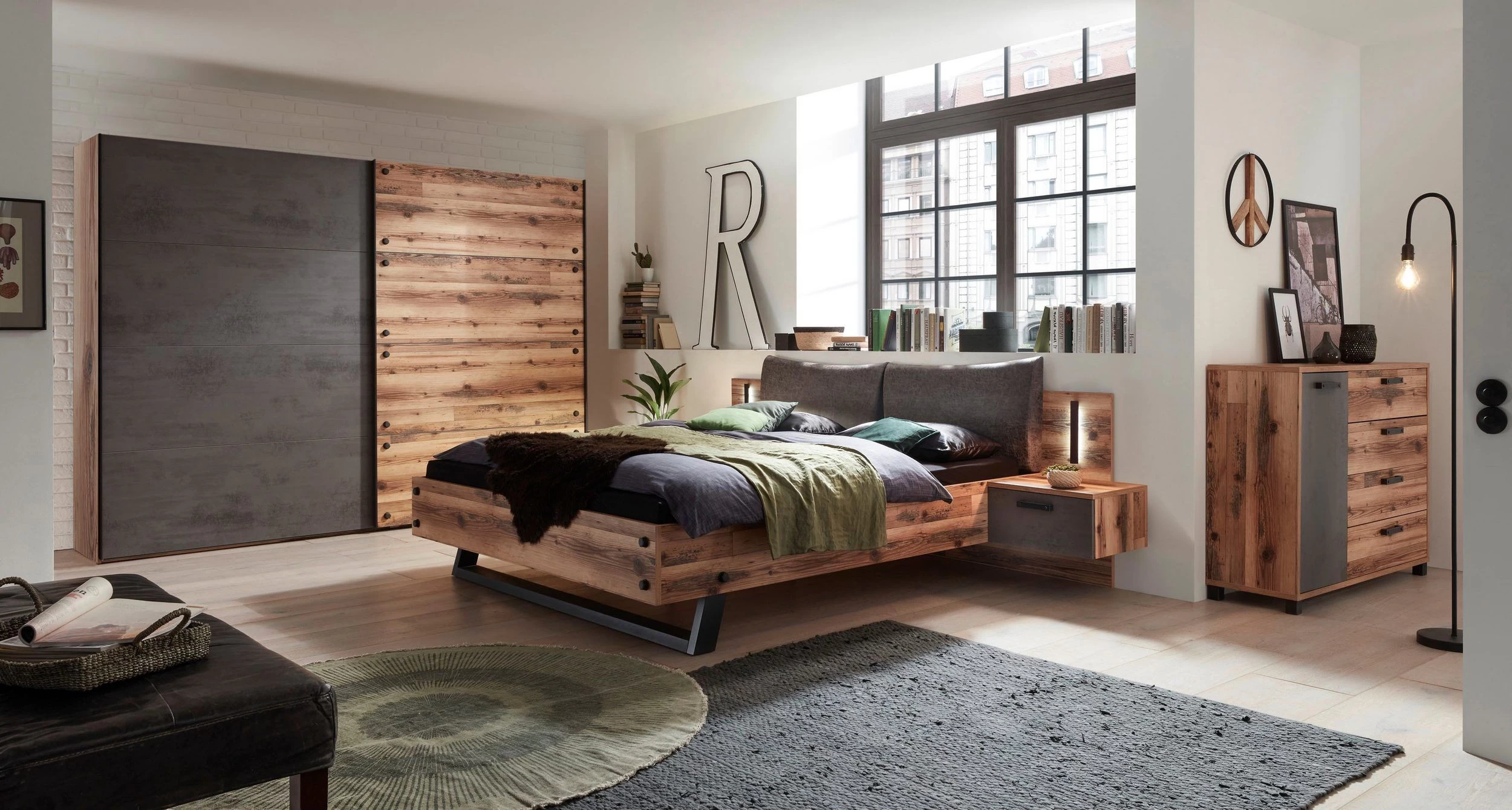 Commode Kalas 125cm Met 1 Deur & 4 Lades - Bruin/grijs 4 Commode Kalas 125cm Met 1 Deur & 4 Lades - Bruin/grijs - Afbeelding 2